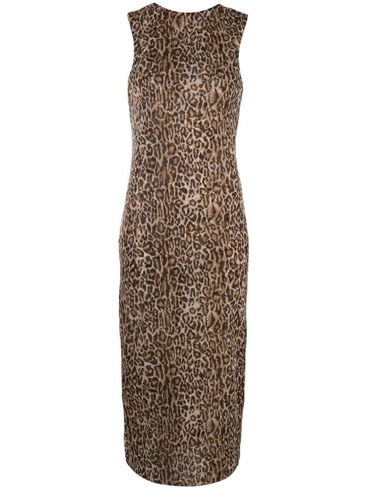 Peter Cohen Leopard Print Sleeveless Dress - Brown