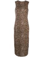 Peter Cohen Leopard Print Sleeveless Dress - Brown