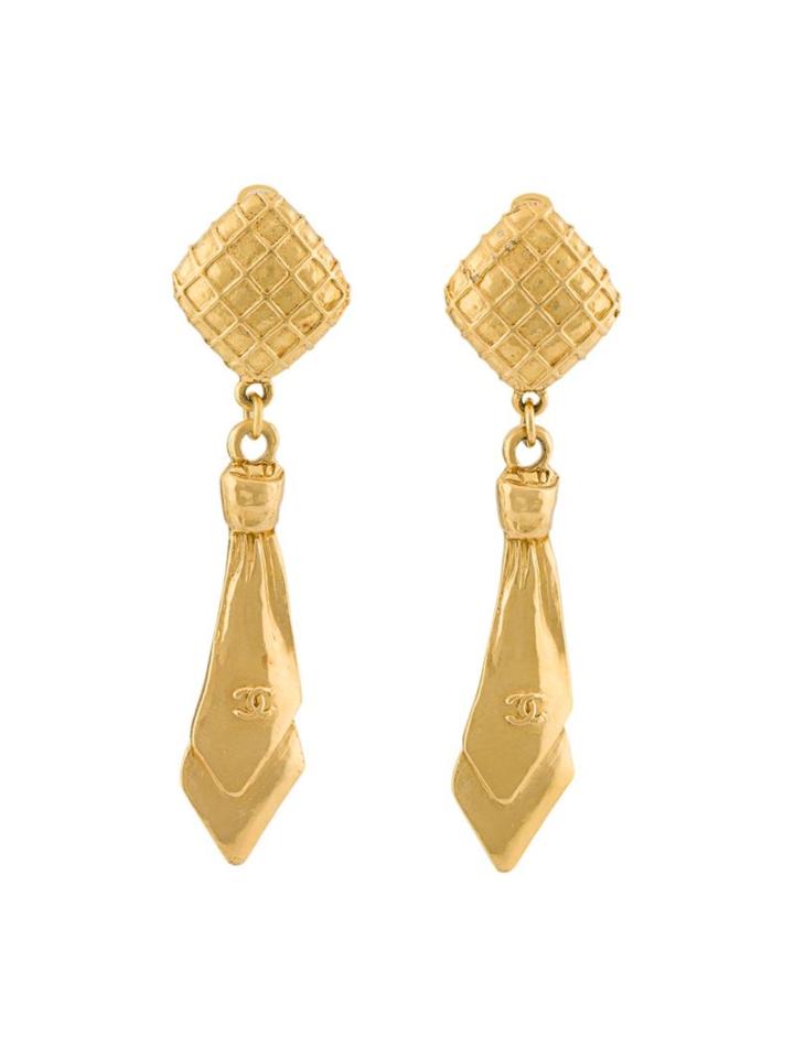Chanel Vintage Tie Clip On Earrings
