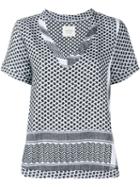 Cecilie Copenhagen Keffiyeh Cotton Short Sleeve Shirt, Women's, Black, Cotton