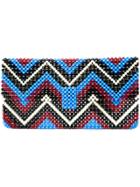 Delduca Beaded Geometric Clutch Bag - Blue