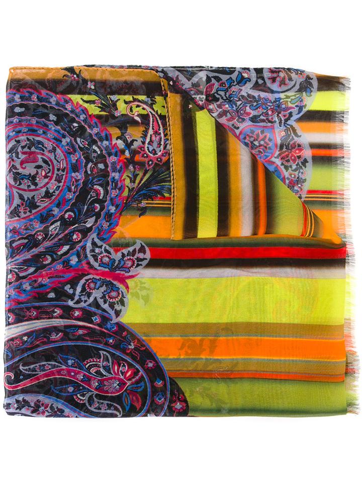Etro Multi Prints Scarf, Women's, Pink/purple, Silk