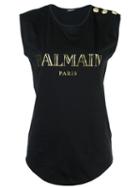 Balmain Logo T-shirt, Women's, Size: 42, Black, Cotton
