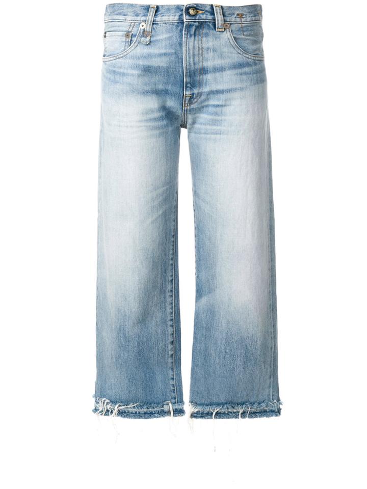 R13 Wide Leg Cropped Jeans - Blue
