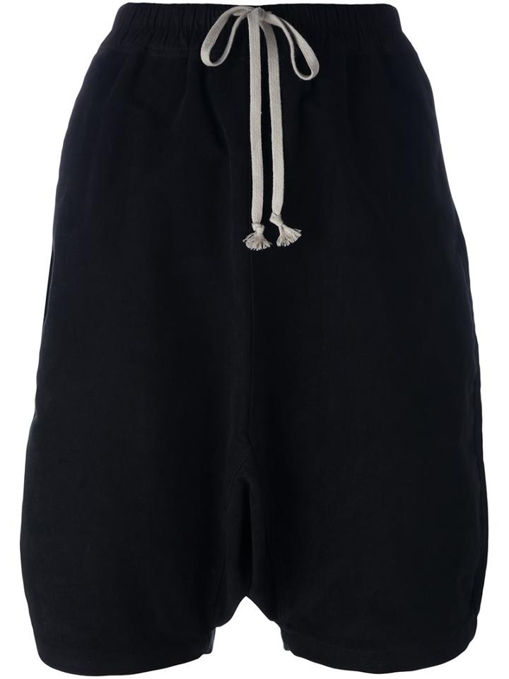 Rick Owens Drkshdw Drawstring Knee-length Shorts, Size: Large, Black, Cotton