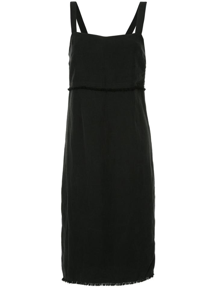 Venroy Frayed Detail Midi Dress - Black