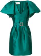 Alberta Ferretti Crystal Embellished Mikado Dress - Green