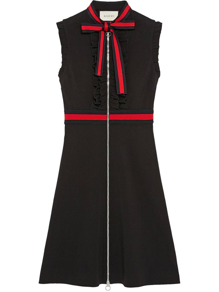 Gucci Jersey Dress With Web Trim - Black