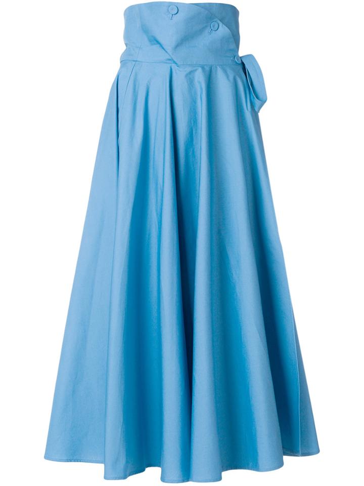 Sara Battaglia High-waisted Full Midi Skirt - Blue