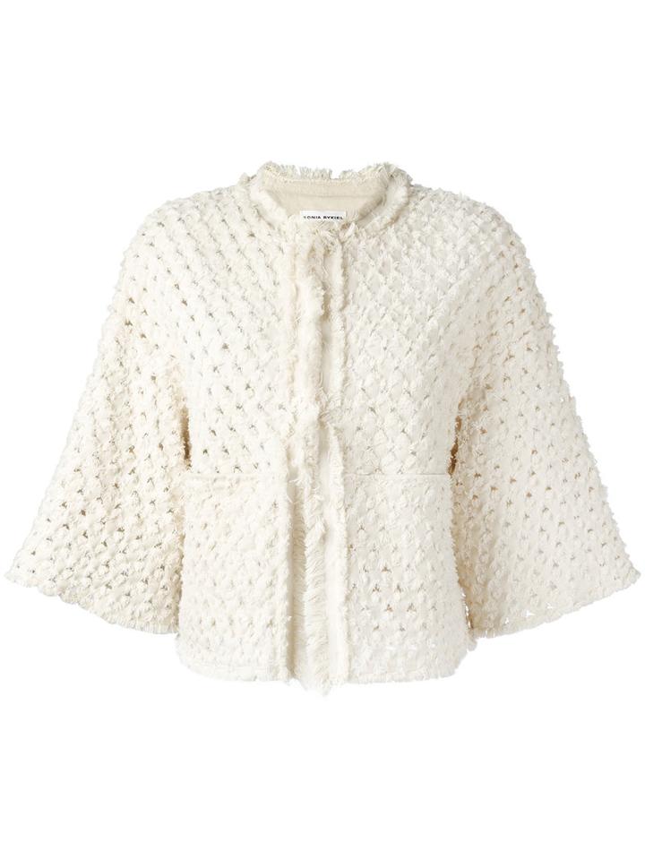 Sonia Rykiel Cropped Sleeves Jacket, Women's, Size: 40, Nude/neutrals, Cotton/spandex/elastane