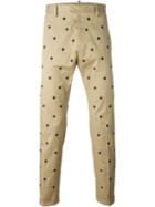 Dsquared2 Embroidered Chino Trousers, Men's, Size: 50, Nude/neutrals, Cotton/spandex/elastane