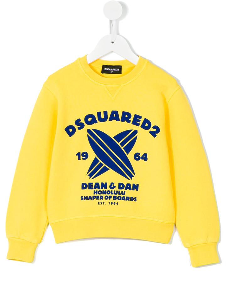 Dsquared2 Kids - Surf Board Sweatshirt - Kids - Cotton - 4 Yrs, Yellow/orange