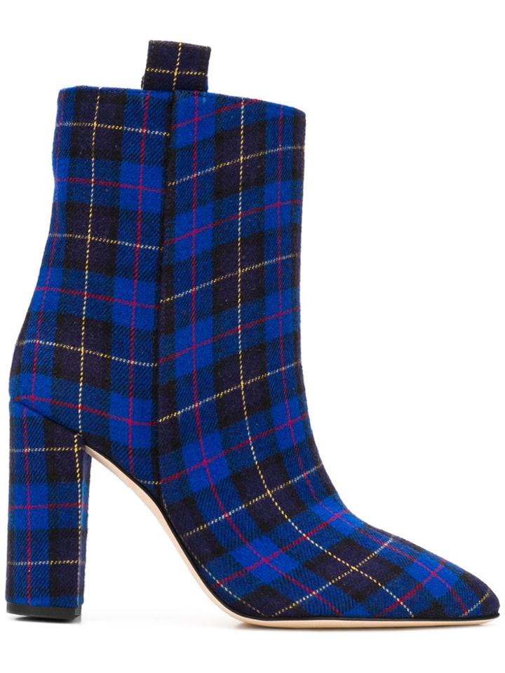 Paris Texas Tartan Ankle Length Boots - Blue