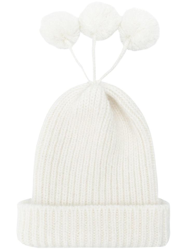 Thom Browne Cashmere Blend Pom-pom Hat - White