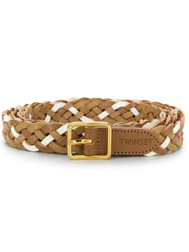 Twin-set Woven Buckle Belt - Brown