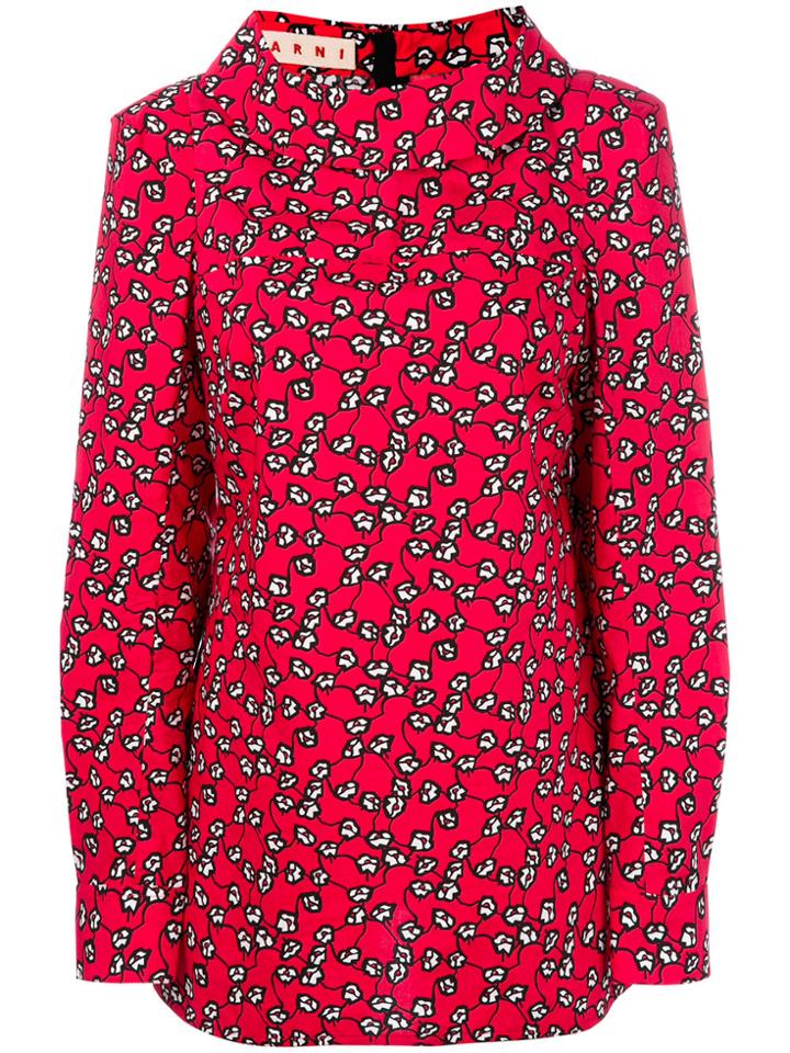 Marni Cowl Neck Floral Blouse - Pink & Purple