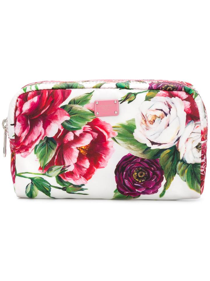 Dolce & Gabbana Rose Print Wash Bag - White