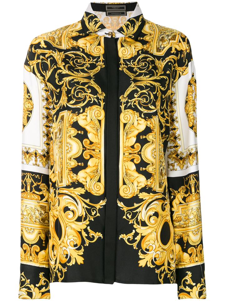 Versace Barocco Print Shirt - Yellow & Orange