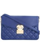 Quilted Crossbody Bag, Women's, Blue, Polyurethane, Love Moschino