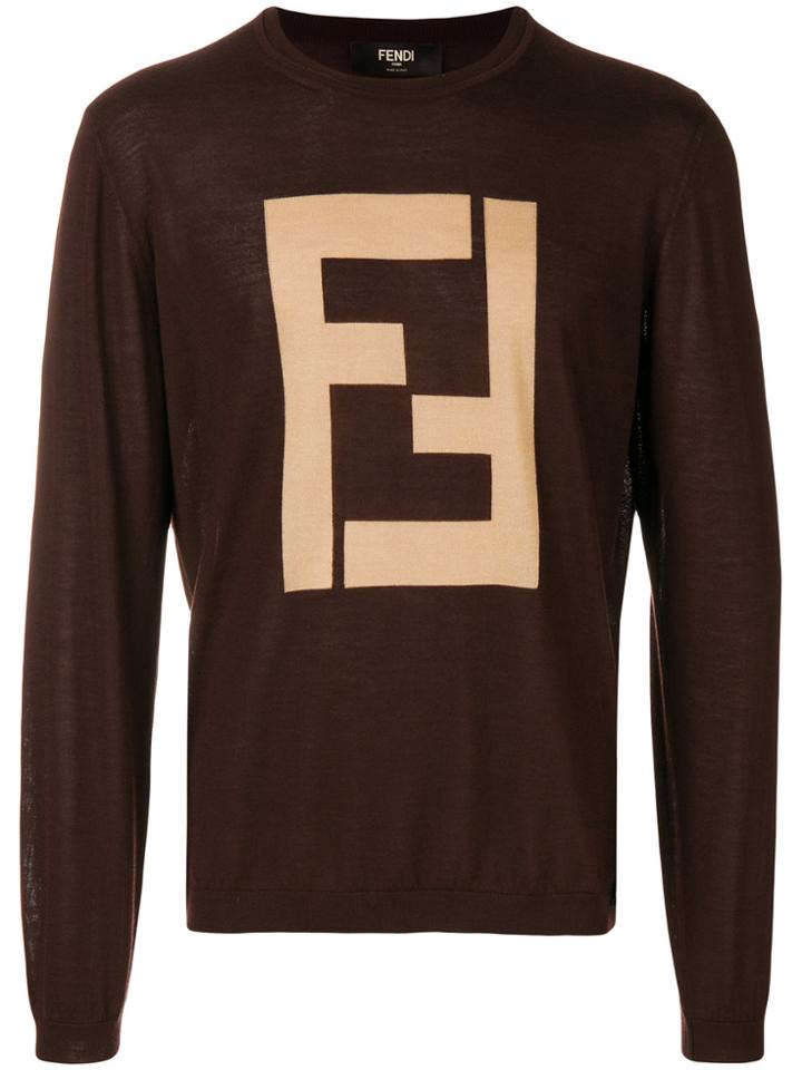 Fendi Ff Logo Jumper - Brown