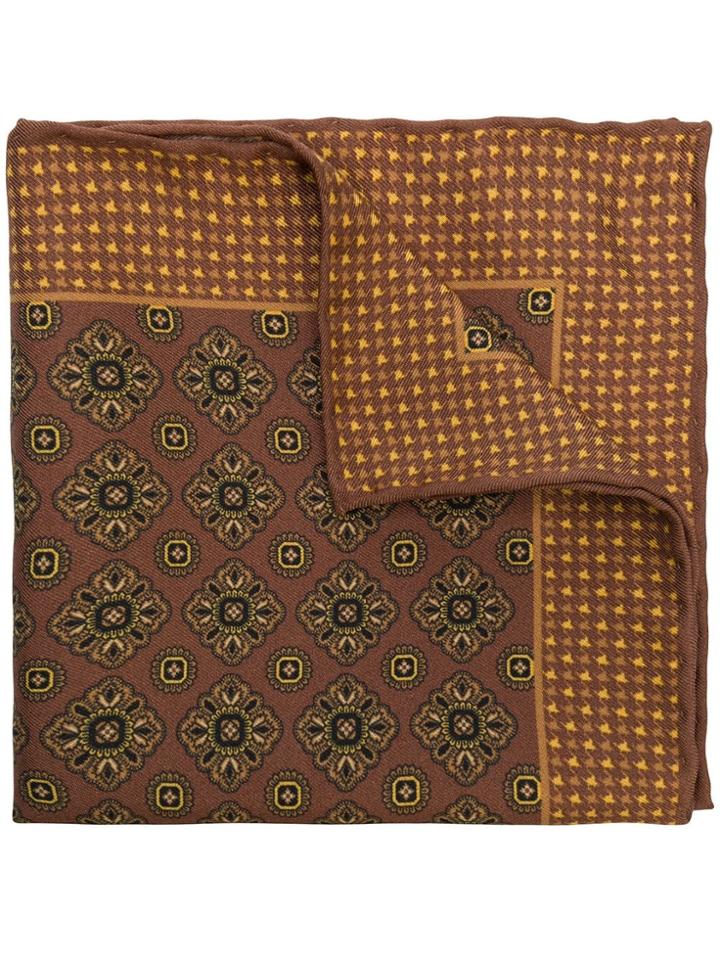 Canali Printed Scarf - Brown