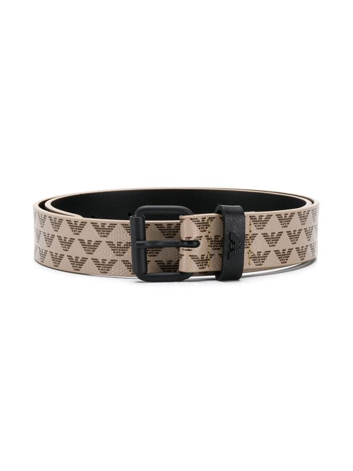 Emporio Armani Kids Teen Logo Print Belt - Brown