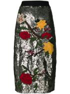 Alice+olivia Sequined Skirt - Metallic