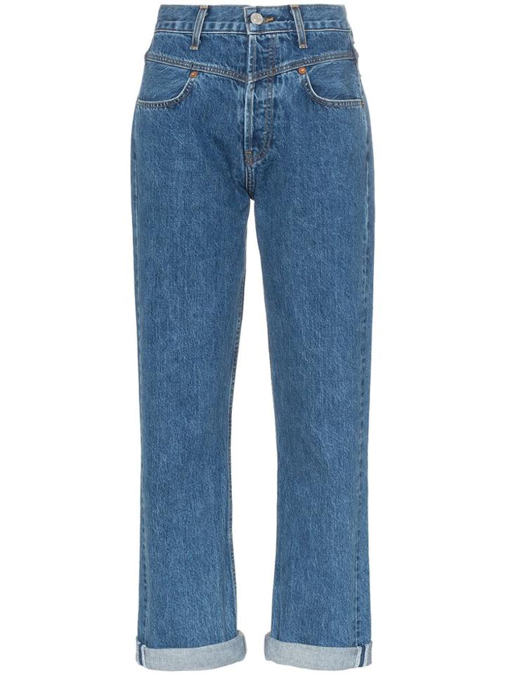Re/done Yoke Waist Straight Leg Jeans - Blue