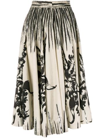 Lily Montez Vintage Printed Midi Skirt - Nude & Neutrals