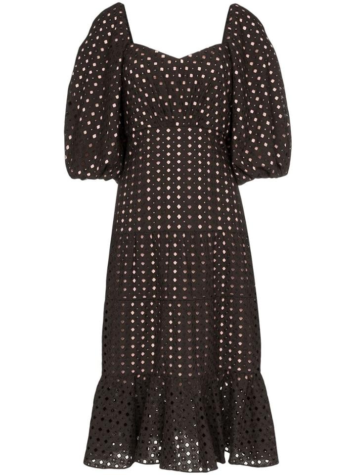 Johanna Ortiz Abacost Simplicity Eyelet Midi Dress - Black