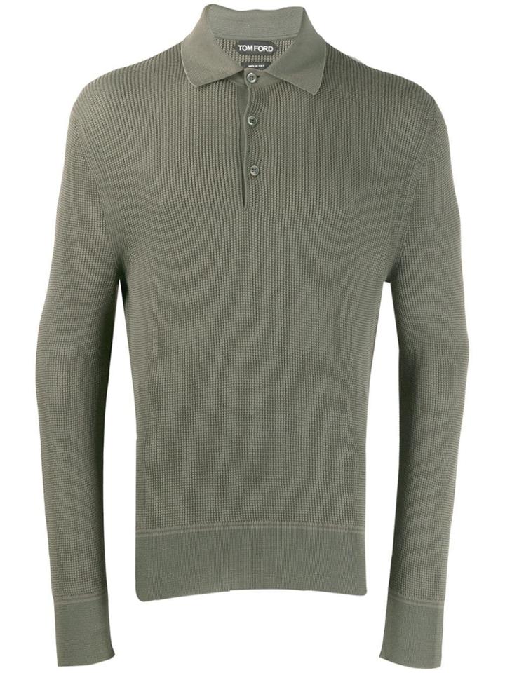 Tom Ford Textured Fitted Polo Shirt - Green