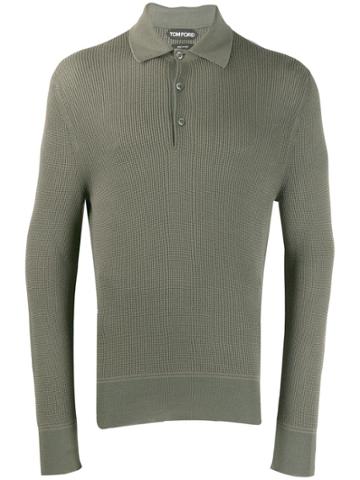 Tom Ford Textured Fitted Polo Shirt - Green