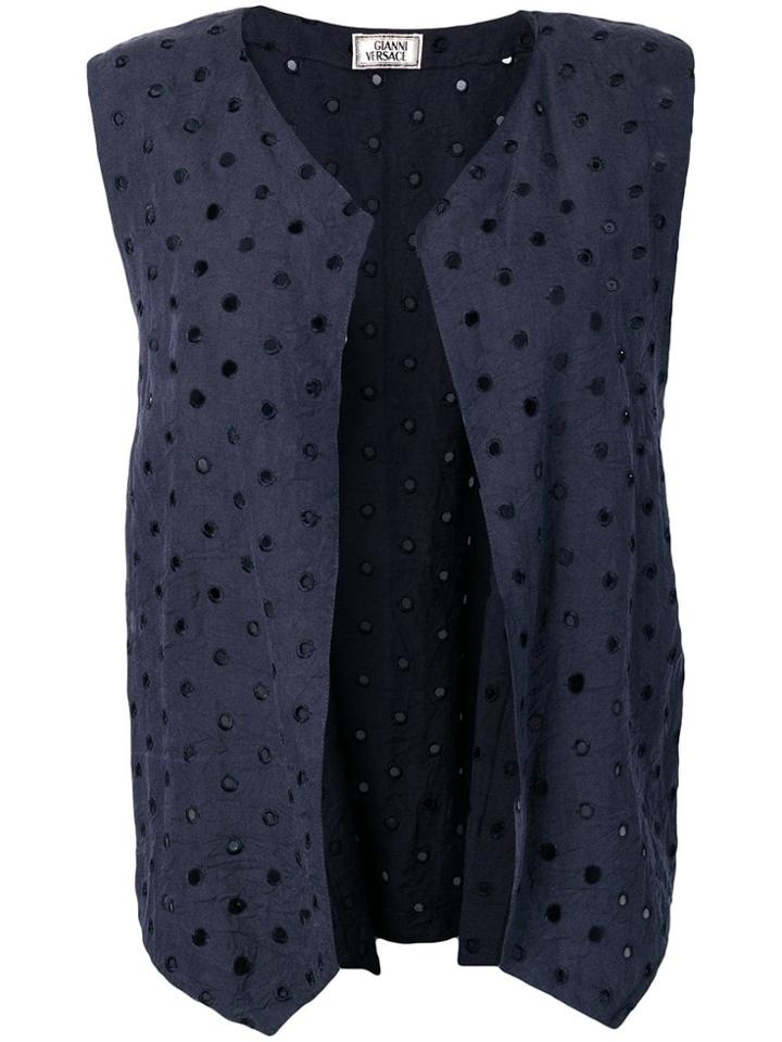 Versace Vintage 1990's Eyelets Vest - Blue
