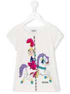 Moschino Kids Carousel Print T-shirt, Girl's, Size: 12 Yrs, White