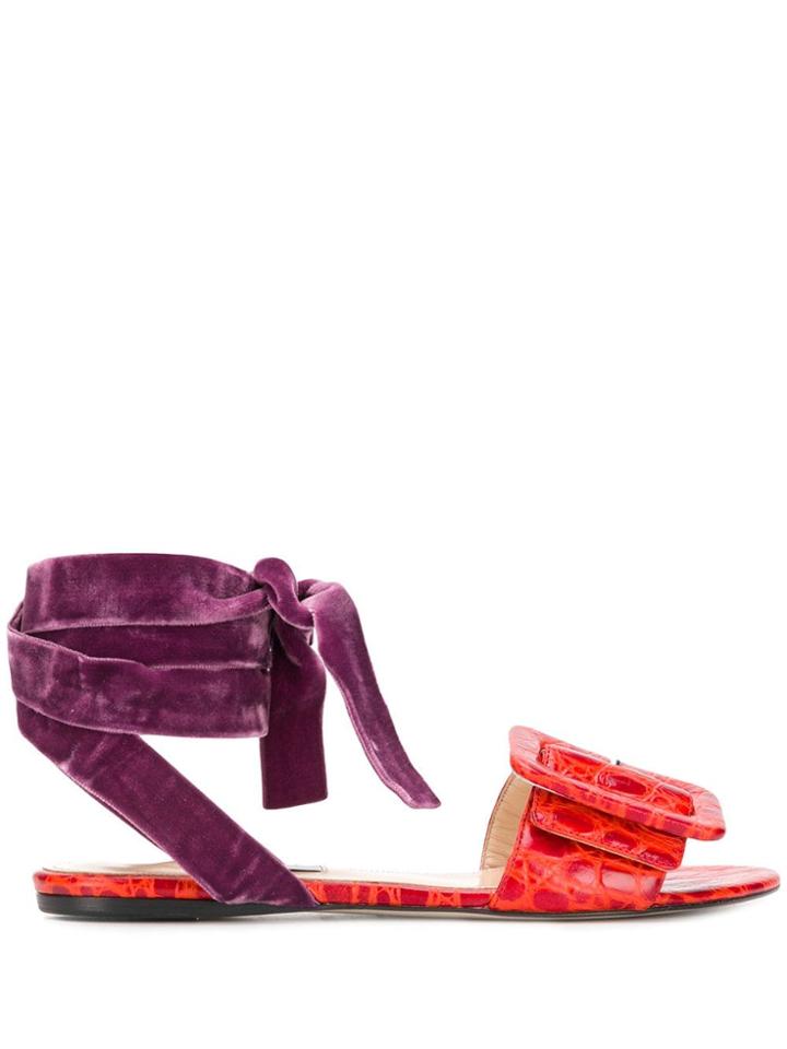 Attico Leather Sandals - Red