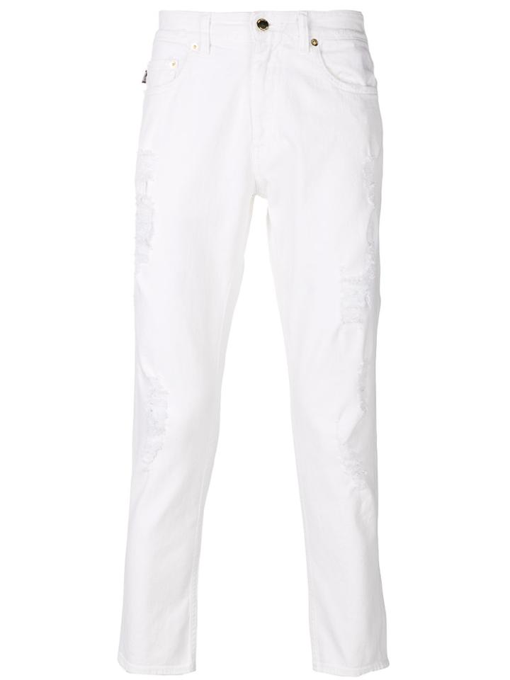 Love Moschino Distressed Cropped Jeans - White