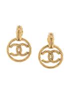 Chanel Pre-owned 1993 Spring Cc Swing Earrings - Gold