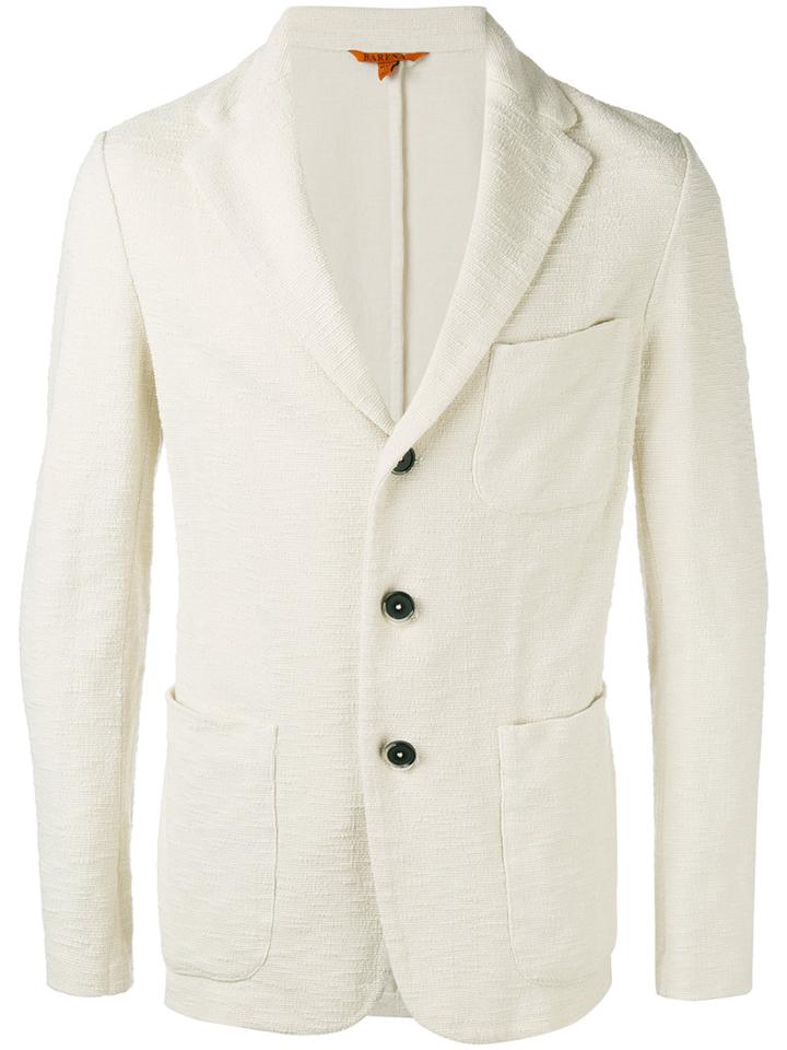 Barena Three Button Blazer, Men's, Size: 52, White, Cotton