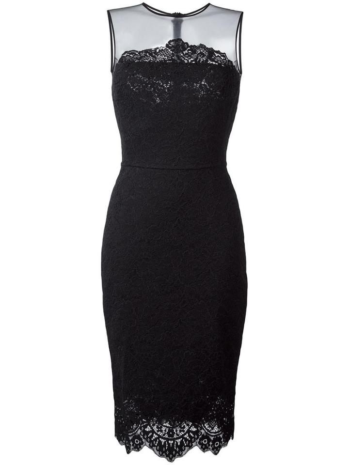 Ermanno Scervino Lace Appliqué Mid Dress, Women's, Size: 44, Black, Polyamide/cotton/modal
