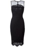 Ermanno Scervino Lace Appliqué Mid Dress, Women's, Size: 44, Black, Polyamide/cotton/modal