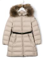 Moncler Kids 'dorist' Padded Belted Coat, Girl's, Size: 6 Yrs, Nude/neutrals
