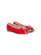 Roberto Cavalli Kids Peep Toe Ballerinas - Red