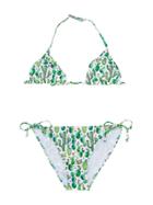 Mc2 Saint Barth Kids Teen Cactus Print Bikini Set - Green