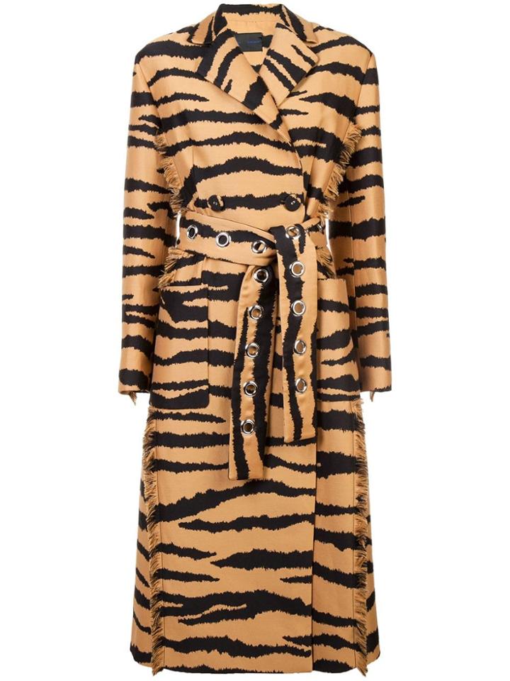 Proenza Schouler Pre-order: Tiger Jacquard Belted Coat - Brown