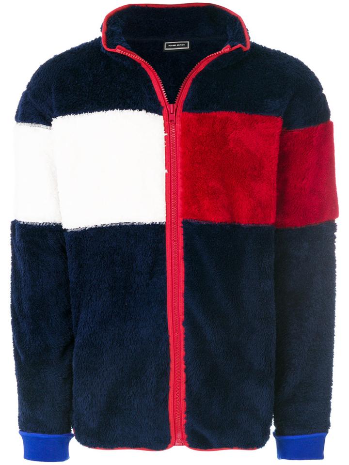 Tommy Hilfiger Zipped Fluffy Logo Jacket - Blue