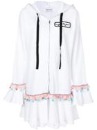Au Jour Le Jour Embroidered Ruffle Trim Hoody - White