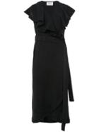 Cecilie Copenhagen - Ruffled Wrap Dress - Women - Cotton - 1, Black, Cotton
