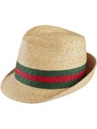 Gucci Woven Straw Fedora - White