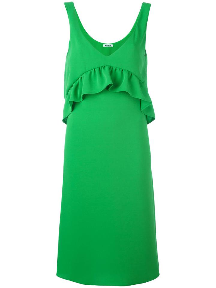 P.a.r.o.s.h. Ruffled Detail Shift Dress, Women's, Size: Large, Green, Polyester