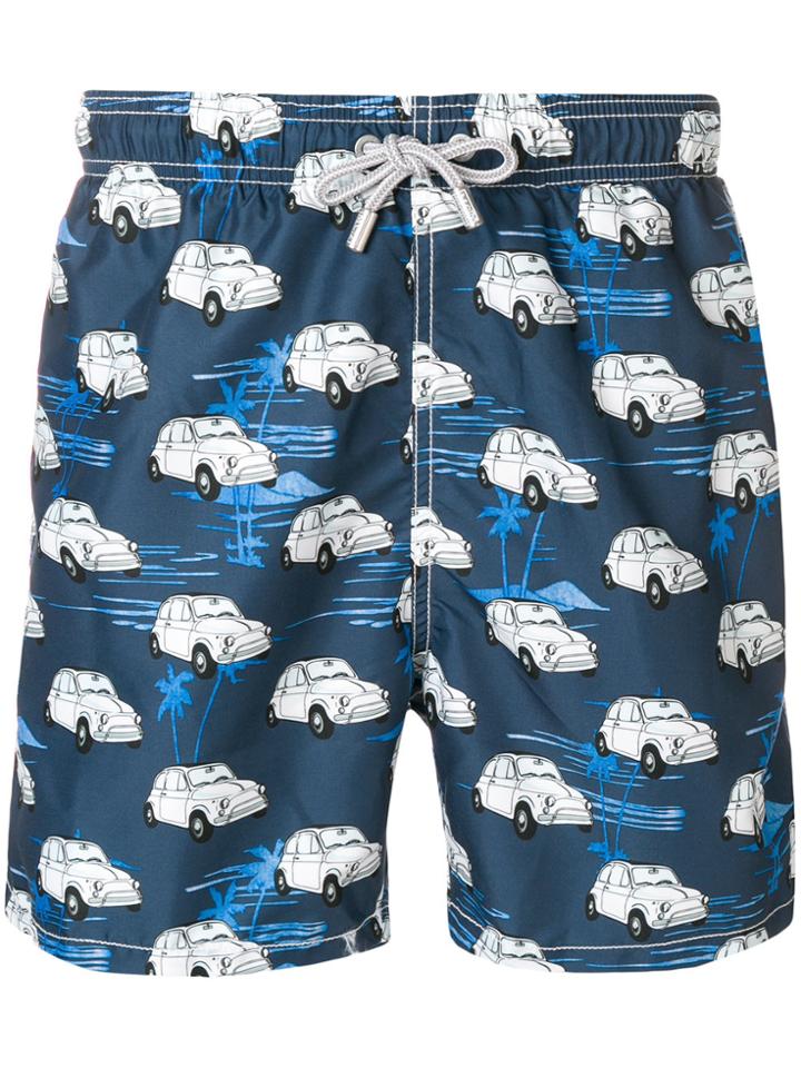 Mc2 Saint Barth Car Print Swim Shorts - Blue